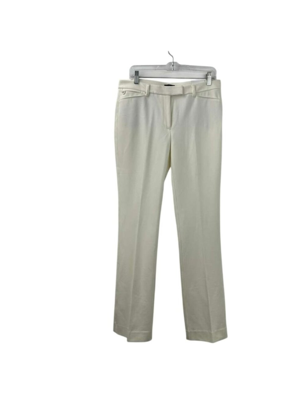 White House Black Market The Ponte Slim Boot Pants Women 10 Ecru Rayon Blend NWT